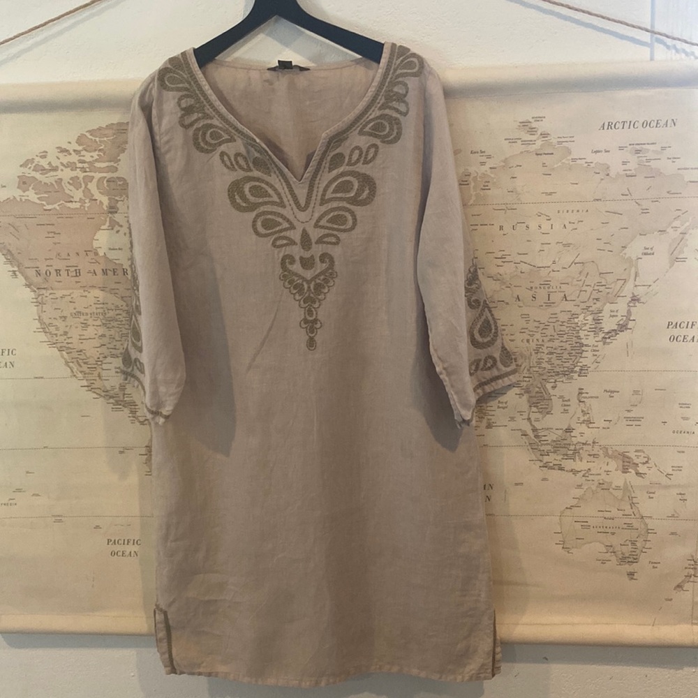 TOMMY BAHAMA 100% LINEN EMBROIDERED DRESS SIZE MEDIUM
